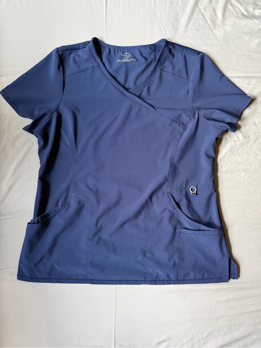 Cherokee Infinity Navy Blue Mock Wrap Scrub Top Size XL